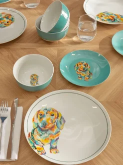 Tafelgerei|Eetservies En Pastaschalen|Next 12 -delige dinerset met teckelmotief