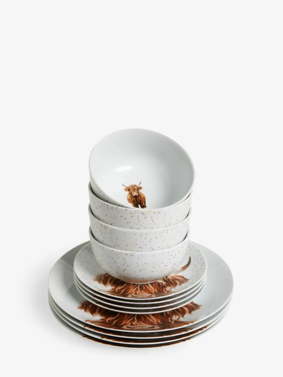 Tafelgerei|Eetservies En Pastaschalen*Next 12 -delige Hamish The Highland Cow dinerset