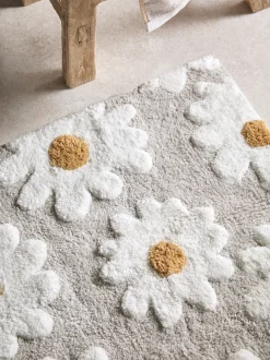Handdoeken En Badmatten*Next 100% katoenen mat met madeliefjes Naturel grijs