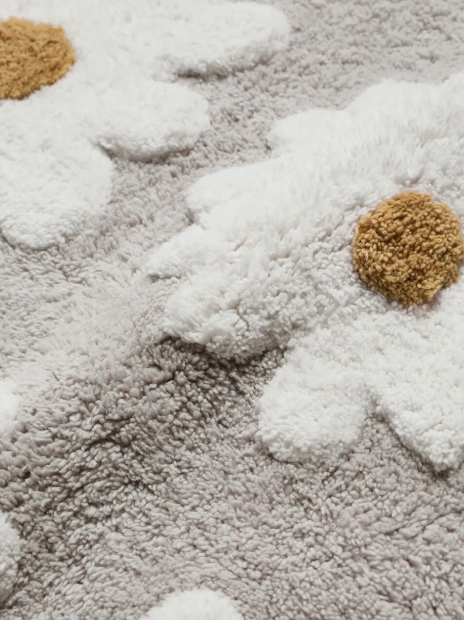 Handdoeken En Badmatten*Next 100% katoenen mat met madeliefjes Naturel grijs