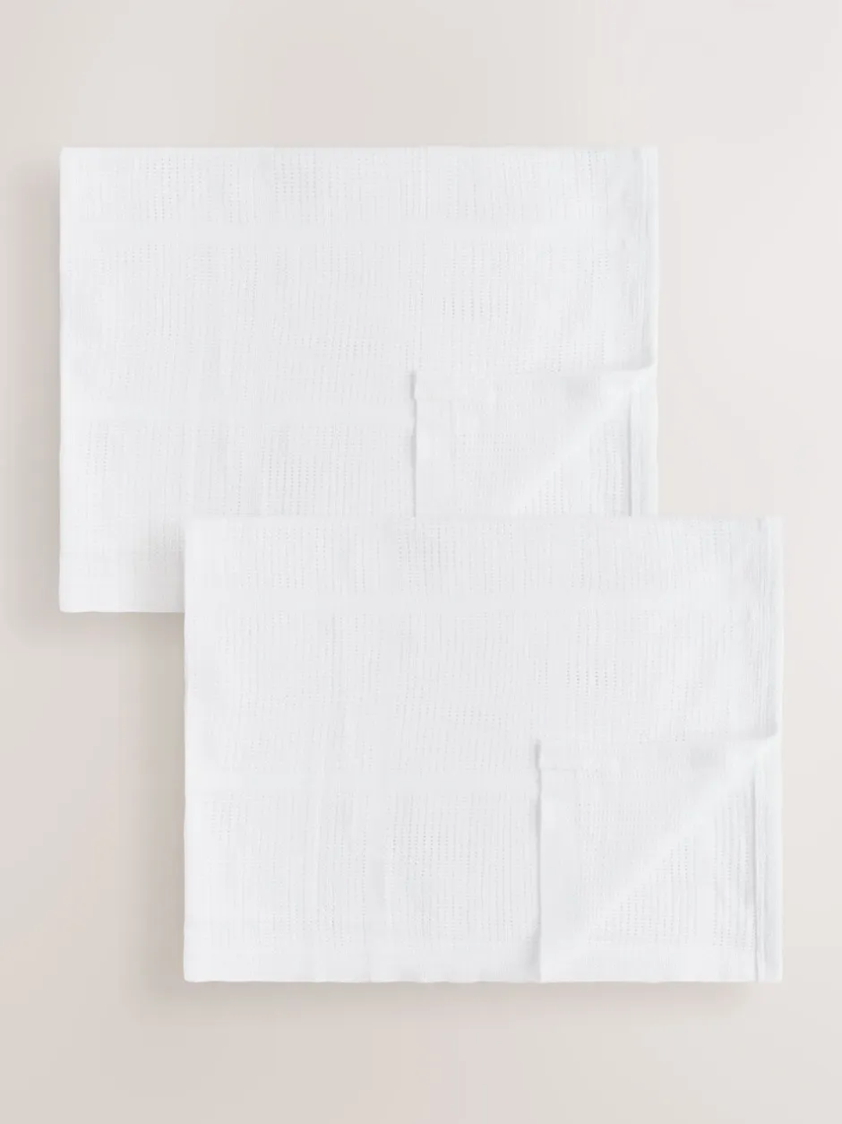 Kussentjes En Plaids|Kussentjes En Plaids|Next 2 Pack 100% Cotton Baby Cellular Blanket Wit