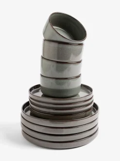 Tafelgerei|Eetservies En Pastaschalen*Next 12 Piece Dalton Reactive Glaze Dinner Set
