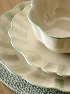Eetservies En Pastaschalen*Next 12 Piece Handpainted Stripe Dinner Set