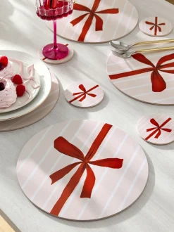 Tafellinnen En Placemats |Next 4 Pieces Kerstmis Strik Placemats en Onderzetters Set met kurken achterkant