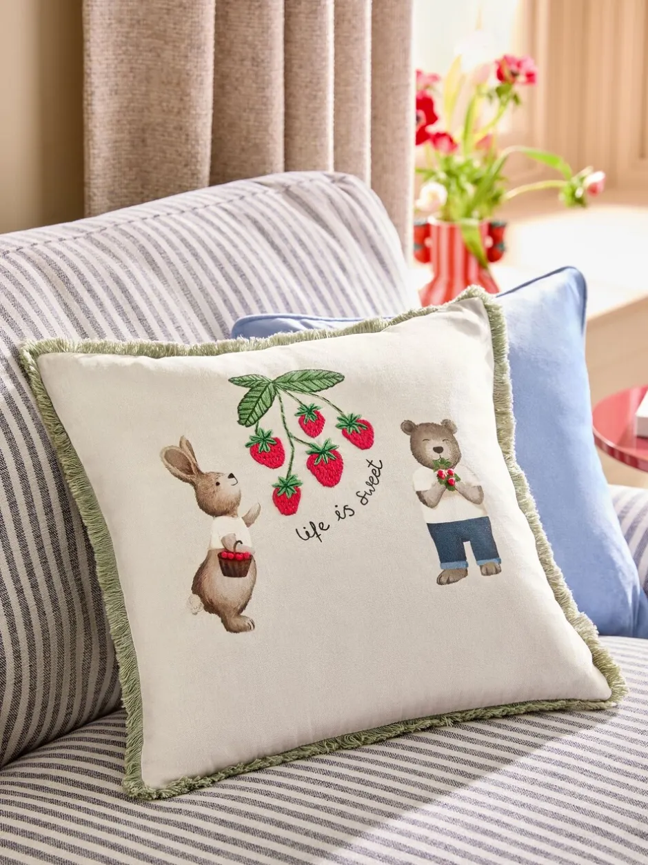 Kussentjes En Plaids|Kussentjes En Plaids*Next 43 X 43cm Bertie Bear And Rosie Rabbit Fringe Cushion