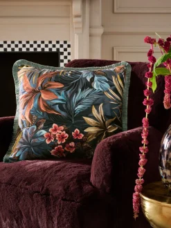 Kussentjes En Plaids|Kussentjes En Plaids*Next 50 X 50cm Tropical Leaf Printed Velvet Cushion