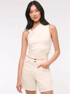 Shorts|Abercrombie & Fitch High Rise Loose Denim Shorts With Vent Hem