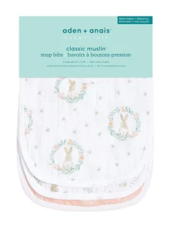 Slabbetjes|Aden + Anais essentials 100% katoenen mousseline slabbetjes met drukknoop en konijnen, verpakking van 3