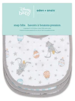 Slabbetjes|Aden + Anais Essentials Muslin Snap Dumbo verpakking van 3 100% katoenen mousseline babyslabbetjes met drukknoop