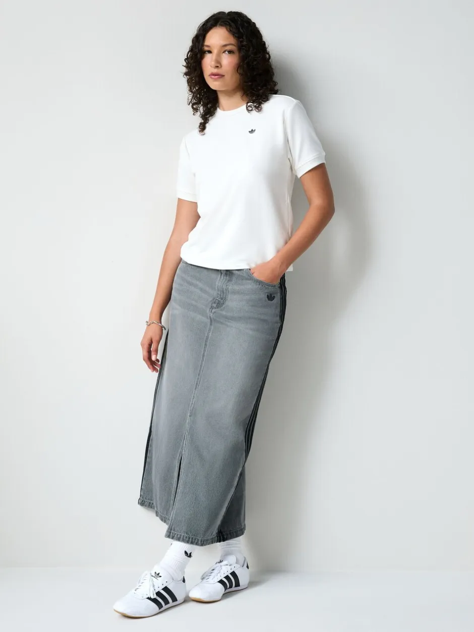 Rokken*adidas originals Adidas Original Adicolour 3-strepen denim midi pencilrok van 100% katoen