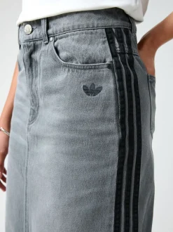 Rokken*adidas originals Adidas Original Adicolour 3-strepen denim midi pencilrok van 100% katoen