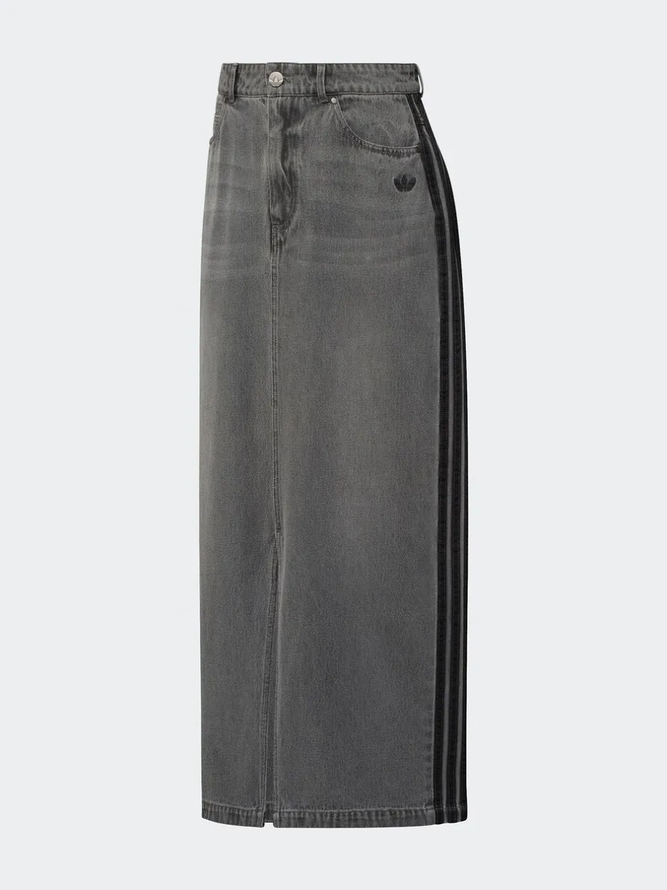Rokken*adidas originals Adidas Original Adicolour 3-strepen denim midi pencilrok van 100% katoen