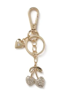 Haaraccessoires*Aela Gold Tone Sparkle Cherry Bag Charm