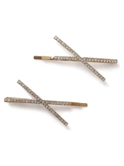 Haaraccessoires|Aela Gold Tone Sparkle Hair Slides