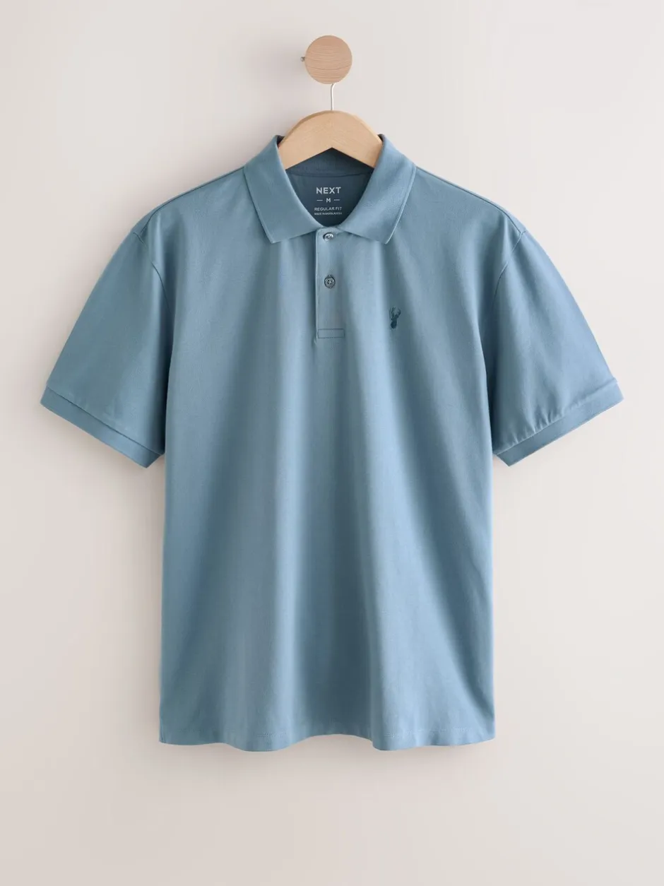 Poloshirts*Next Airforce blauw - Normale Pasvorm - Piqué poloshirt met korte mouwen