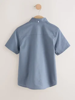 Shirts|Next Airforce blauw - Oxford-overhemd met korte mouwen mouwen en hoog aandeel katoen (3-16 jr)