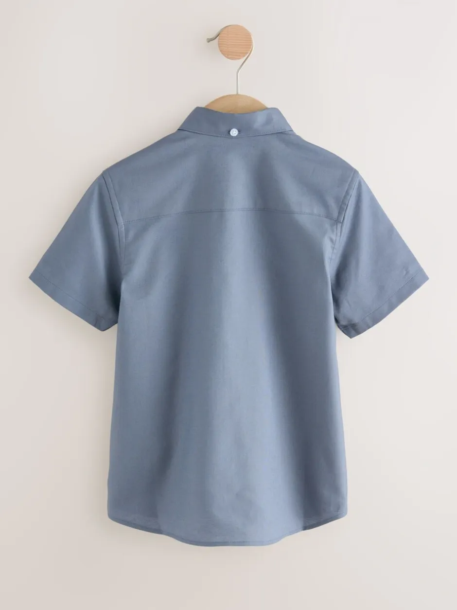 Shirts|Next Airforce blauw - Oxford-overhemd met korte mouwen mouwen en hoog aandeel katoen (3-16 jr)