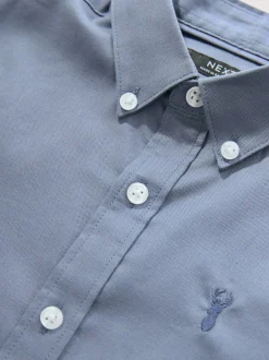 Shirts|Next Airforce blauw - Oxford-overhemd met korte mouwen mouwen en hoog aandeel katoen (3-16 jr)