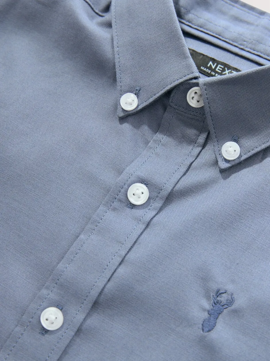 Shirts|Next Airforce blauw - Oxford-overhemd met korte mouwen mouwen en hoog aandeel katoen (3-16 jr)