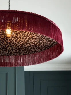 Lampenkappen|Verlichting|Next Allegra Velvet Fringed Easy Fit Ceiling Light Shade Rood