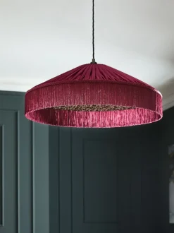 Lampenkappen|Verlichting|Next Allegra Velvet Fringed Easy Fit Ceiling Light Shade Rood