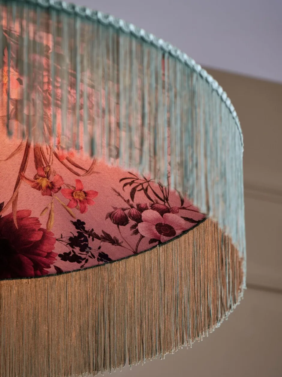 Lampenkappen|Verlichting*Next Allegra Velvet Fringed Easy Fit Ceiling Light Shade Eendeneiblauw