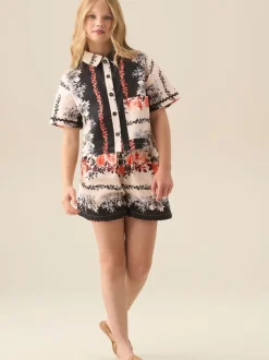 Overhemden En Blouses*Angel & Rocket Brooke Print Linen Shirt