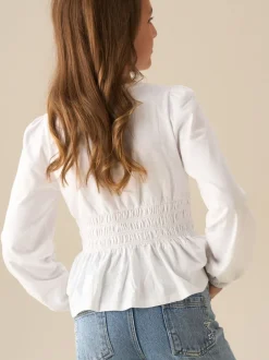 Overhemden En Blouses|Angel & Rocket Cassie Shirred Detail Long Sleeve Blouse