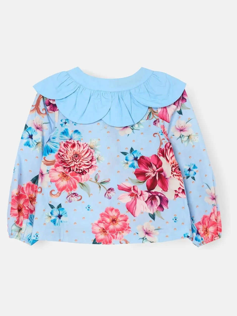 Overhemden En Blouses*Angel & Rocket Darcy Blue Print Petal Collar Top