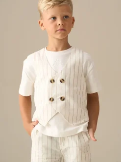 Kostuums En Herenvesten*Angel & Rocket Jake Double Breasted Stripe Waistcoat And T Shirt Set