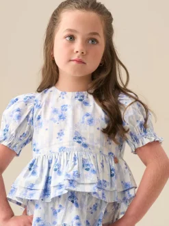 Overhemden En Blouses*Angel & Rocket Pia Floral Tie Detail Peplum Blouse