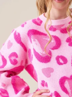 Gebreide Kleding|Angel & Rocket Reya Leopard Print Heart Eyelash Jumper