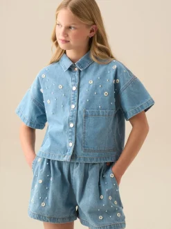Overhemden En Blouses|Angel & Rocket Zeta Boxy Embellished Denim Shirt