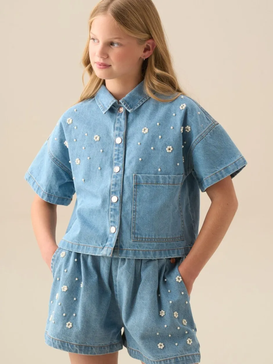 Overhemden En Blouses|Angel & Rocket Zeta Boxy Embellished Denim Shirt