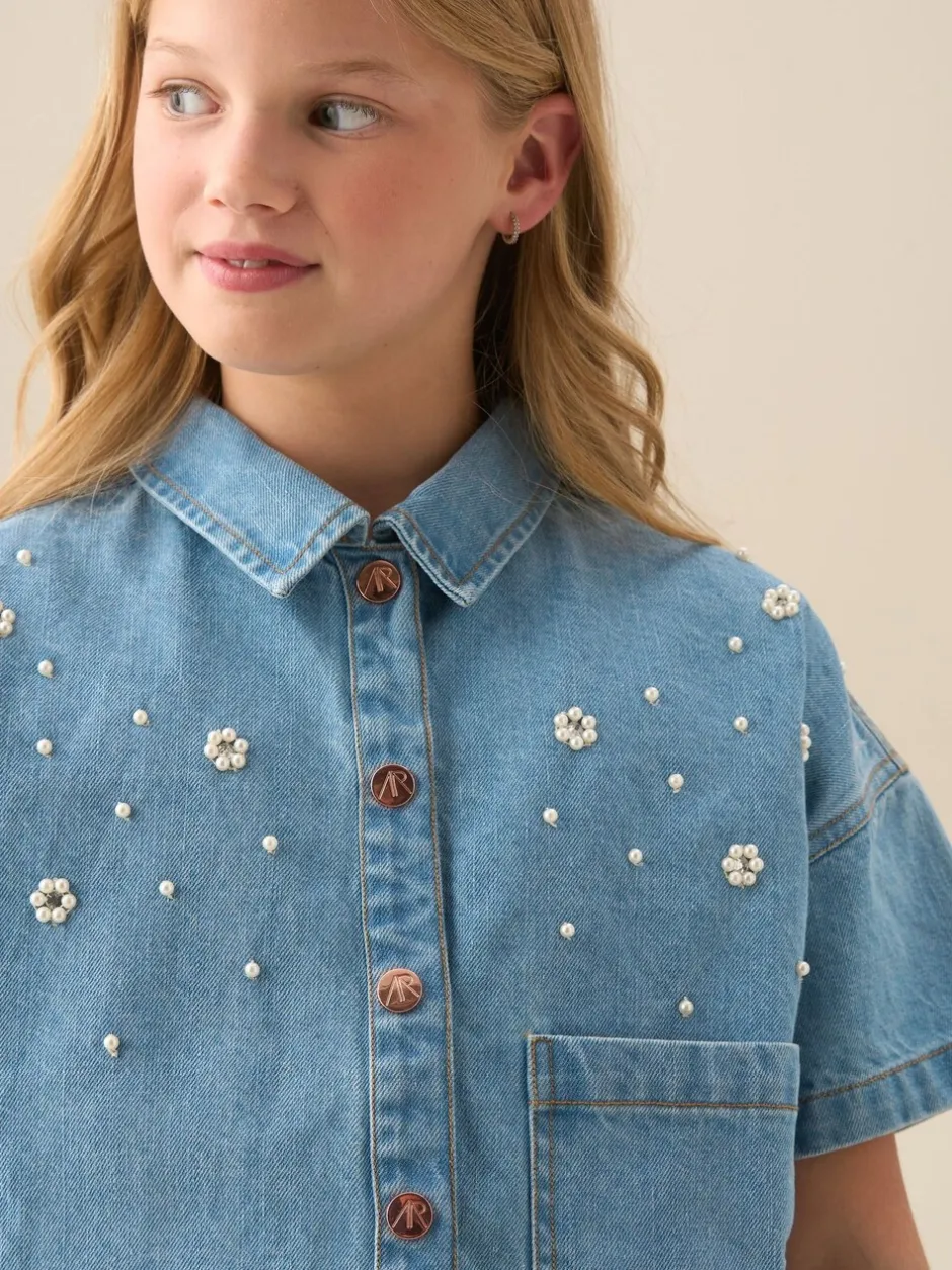 Overhemden En Blouses|Angel & Rocket Zeta Boxy Embellished Denim Shirt