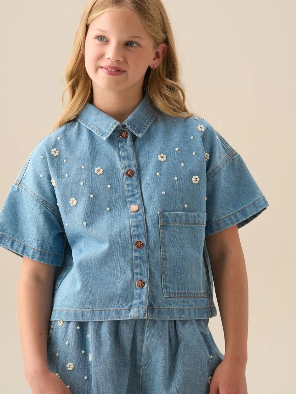 Overhemden En Blouses|Angel & Rocket Zeta Boxy Embellished Denim Shirt