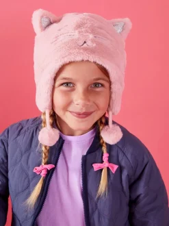 Mutsjes En Antikrabwantjes|Mutsen, Handschoenen En Sjaals|Angels By Accessorize - Chullo muts voor meisjes - Pluizige winterse kattenmuts van imitatiebont