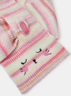 Mutsjes En Antikrabwantjes|Mutsen, Handschoenen En Sjaals|Angels By Accessorize - Gestreepte meisjessjaal met konijntje