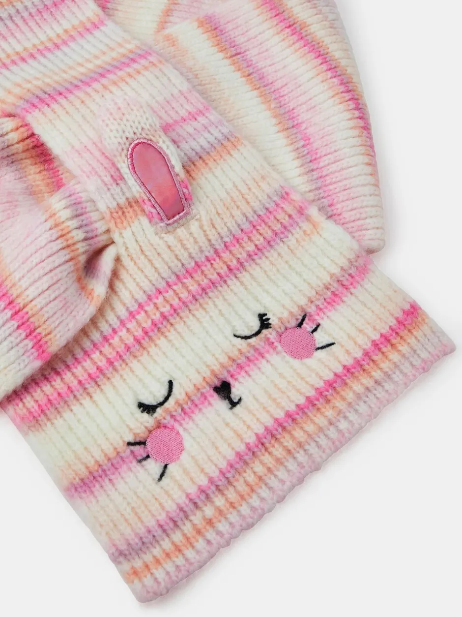 Mutsjes En Antikrabwantjes|Mutsen, Handschoenen En Sjaals|Angels By Accessorize - Gestreepte meisjessjaal met konijntje