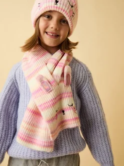 Mutsjes En Antikrabwantjes|Mutsen, Handschoenen En Sjaals|Angels By Accessorize - Gestreepte meisjessjaal met konijntje