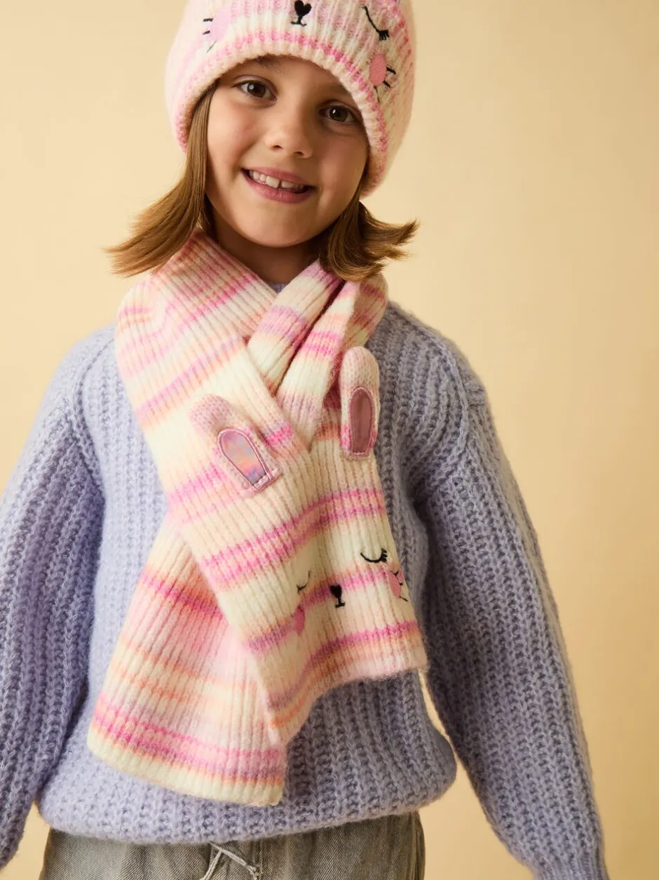 Mutsjes En Antikrabwantjes|Mutsen, Handschoenen En Sjaals|Angels By Accessorize - Gestreepte meisjessjaal met konijntje