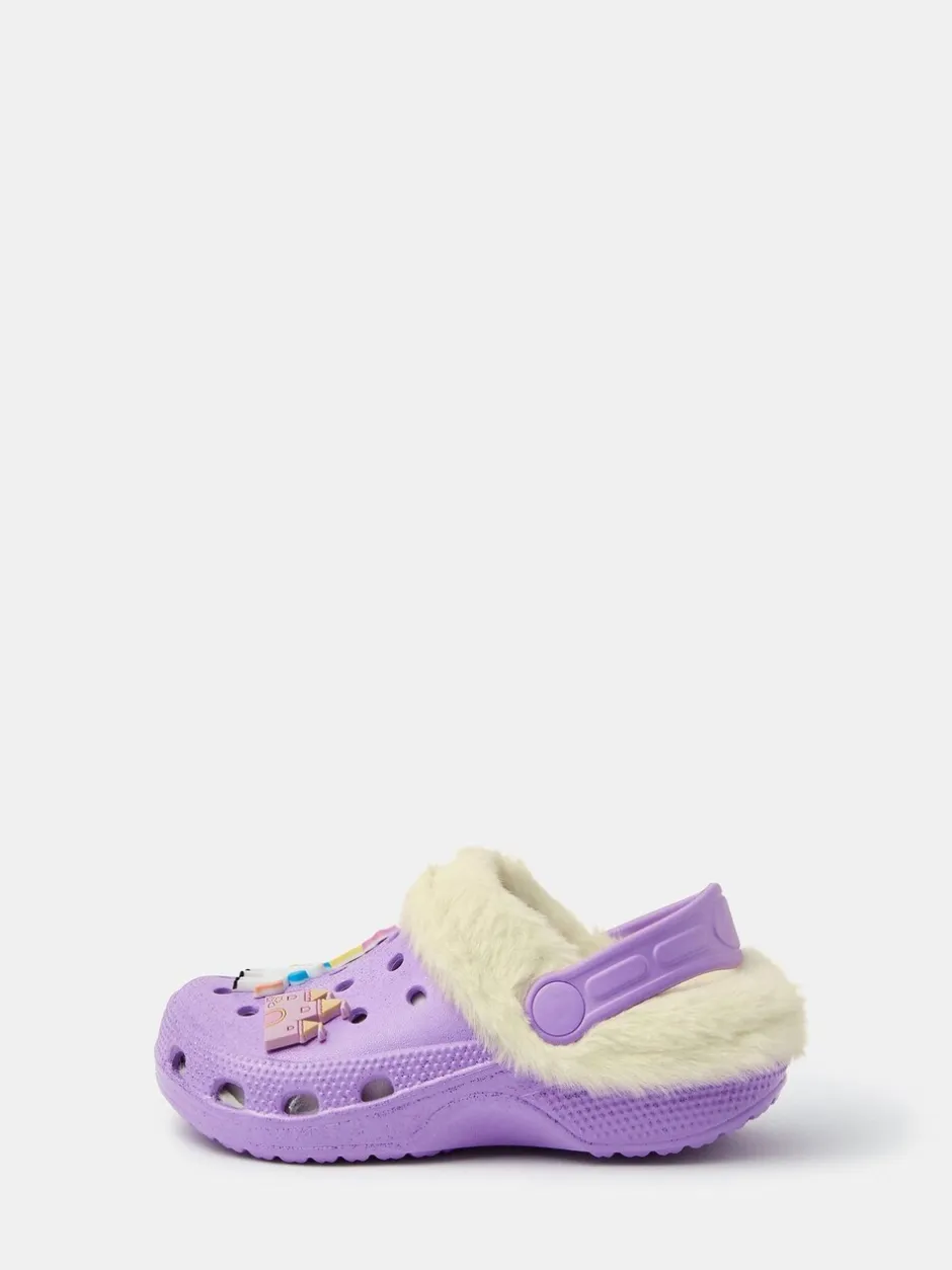 Pantoffels|Angels By Accessorize Girls Charm Faux Fur Lined Clogs
