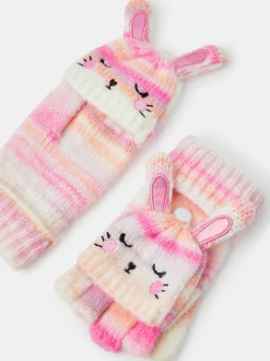 Mutsjes En Antikrabwantjes|Mutsen, Handschoenen En Sjaals|Angels By Accessorize Meisjes Bunny Strepen Vingerloze Handschoenen met Wanten