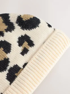 Mutsjes En Antikrabwantjes|Mutsen, Handschoenen En Sjaals|Next Animal - Gebreide babymuts met print en pompon (0mnd -2jr)