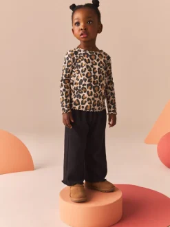 Tops|T-Shirts*Next - Geribbeld T-shirt met lange mouwen en katoengehalte (3 mnd-7 jr) Animal luipaardprint