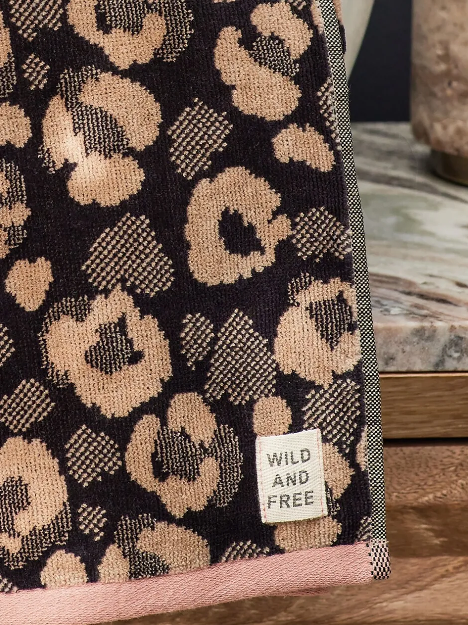 Handdoeken En Badmatten*Next Animal Pattern 100% Cotton Towel Bruin met luipaardprint