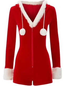 Jumpsuits En Playsuits*Ann Summers Kerstmis sexy kerstman fluwelen body met rits