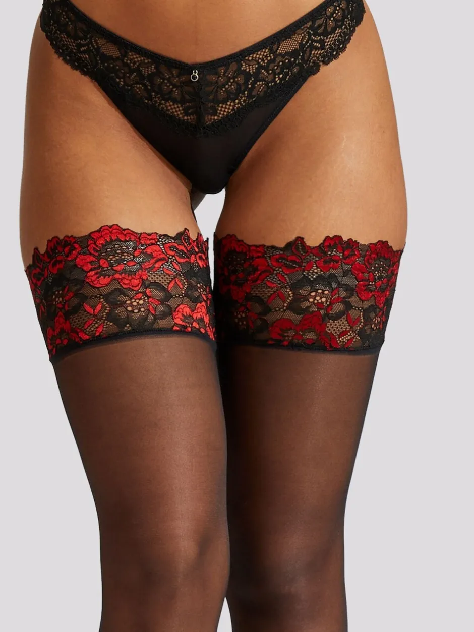 Sokken En Panty's*Ann Summers Lace Top Contrast 100% Cotton Tights