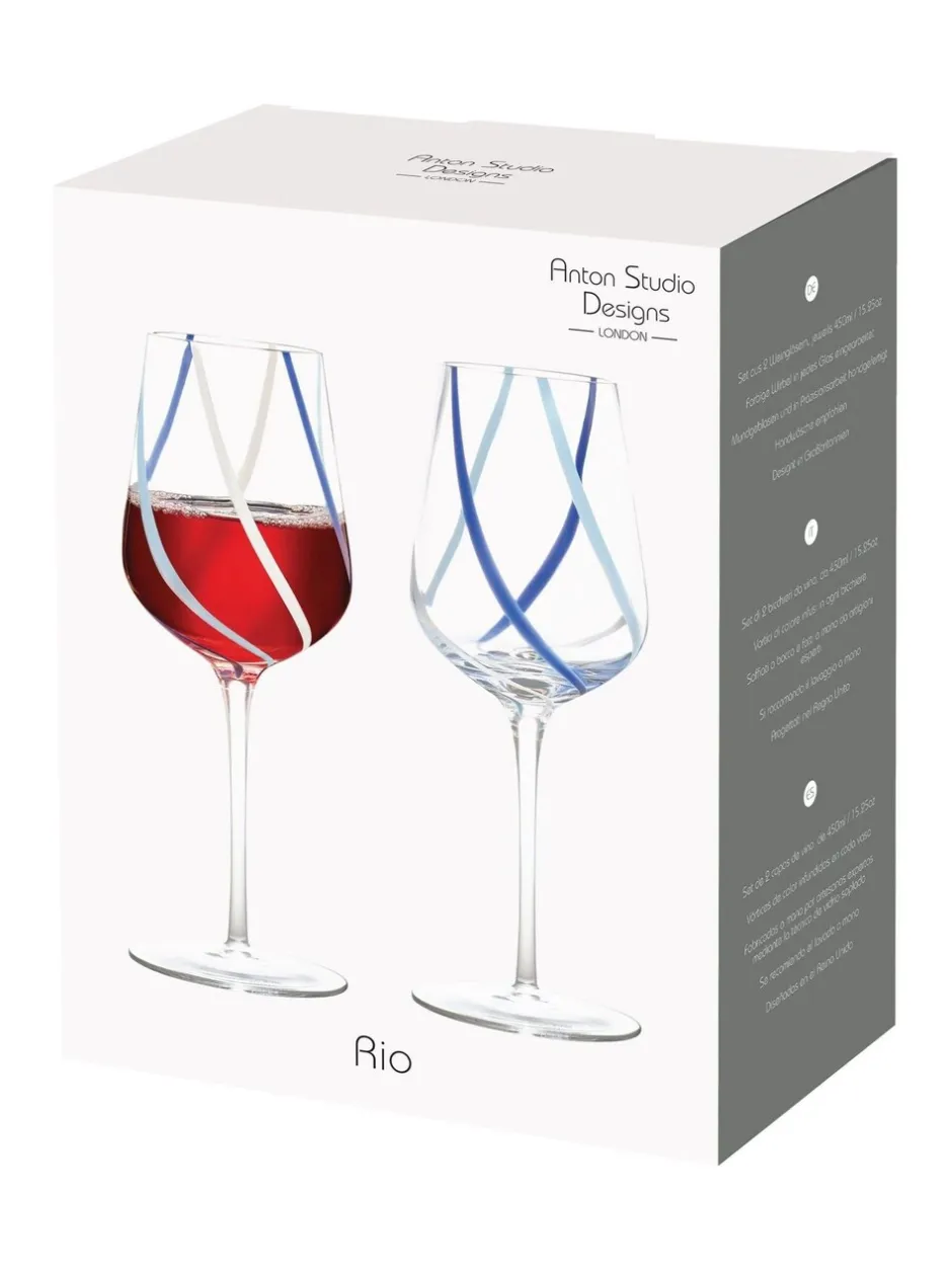 Glas*Anton Studio Designs Set van 2 Rio wijnglazen Azuur