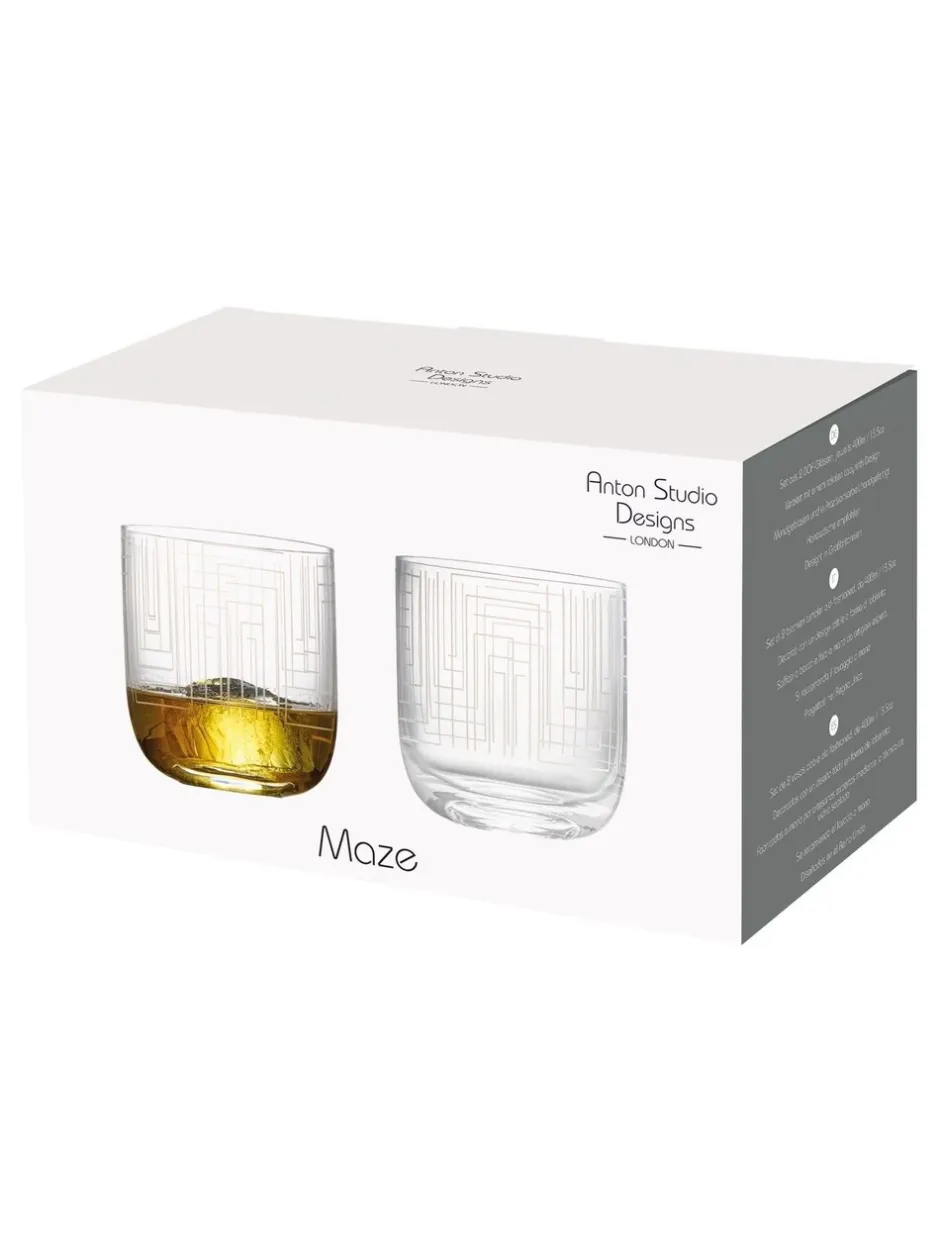 Glas|Anton Studio Designs set van 2 Maze DOF tumblers